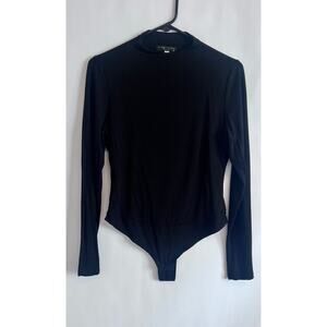 FINAL TOUCH RAYON MODAL LONGSLEEVE MOCK TURTLENECK BLACK BODYSUIT SIZE LARGE